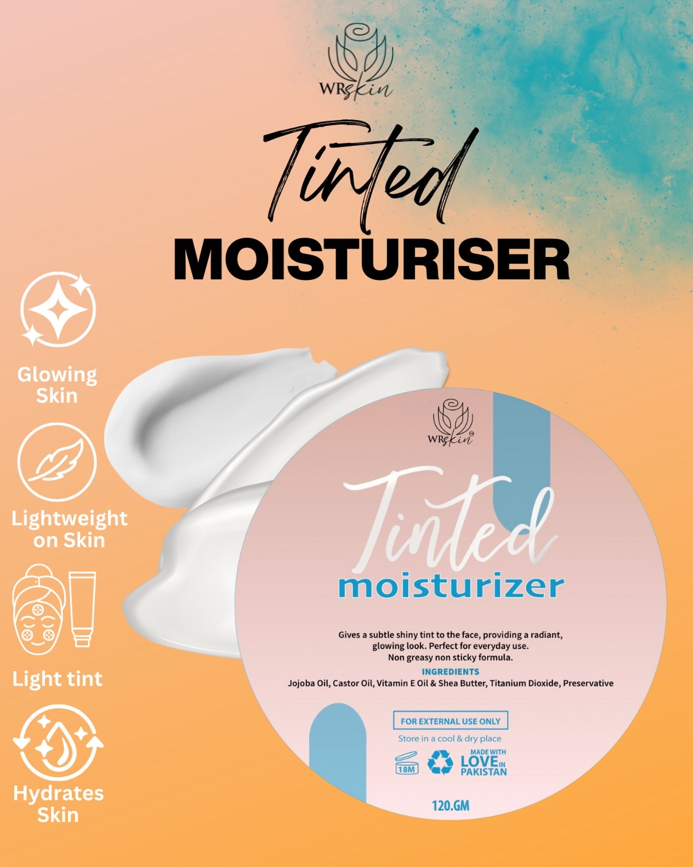 Tinted Moisturizer Hydrating Glow Face Cream with Vitamin E (120g)