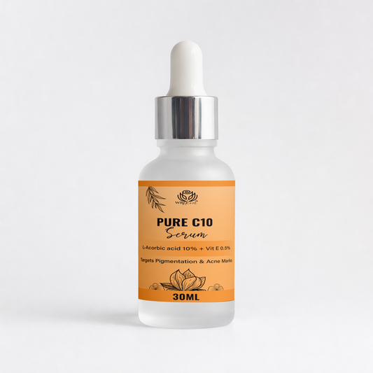 Pure C10 Vitamin C Brightening Serum – 10% L-Ascorbic Acid + Vitamin E | Fades Pigmentation & Acne Marks (30ml)