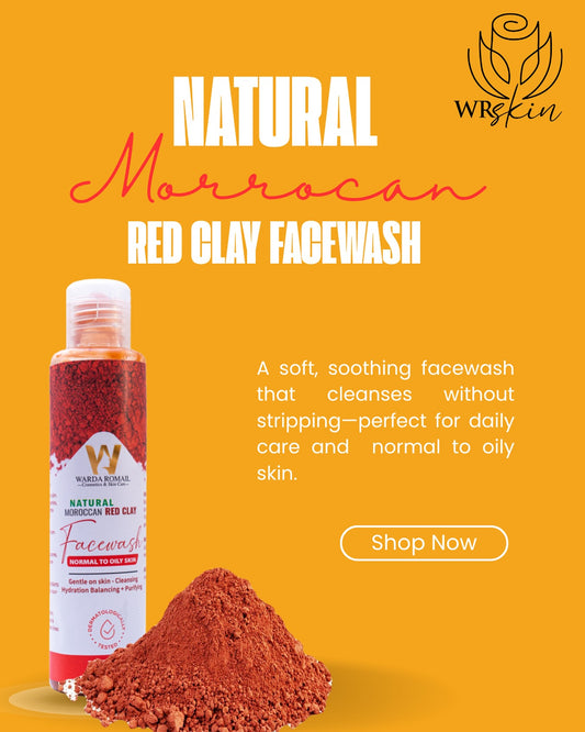 Natural Moroccan Red Clay Facewash – Deep Cleansing & Oil Control for Normal to Oily Skin (100ml)