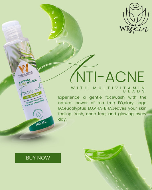 Natural Tea Tree Anti-Acne Facewash – Deep Cleansing for Acne-Prone & Severe Skin with Multi Vitamin Beads (100ml)