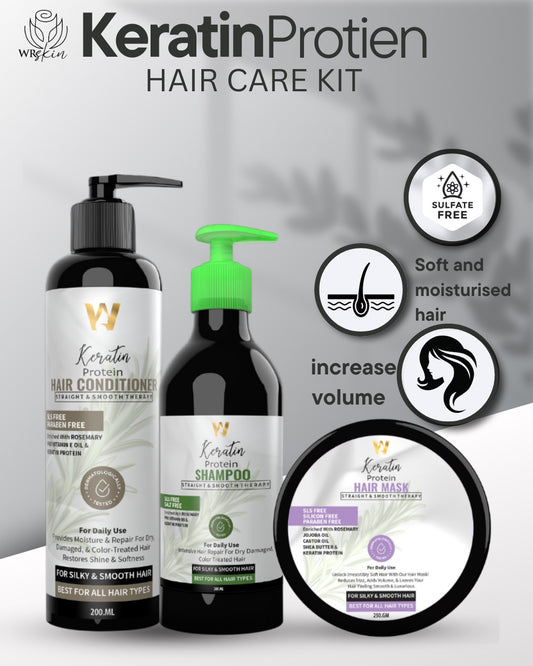 Keratin Protein Hair Care Kit – Shampoo, Conditioner & Hair Mask