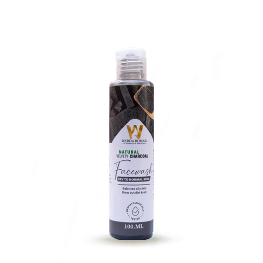 Natural Velvety Charcoal Facewash – Deep Detox & Gentle Cleansing for Dry to Normal Skin (100ml)